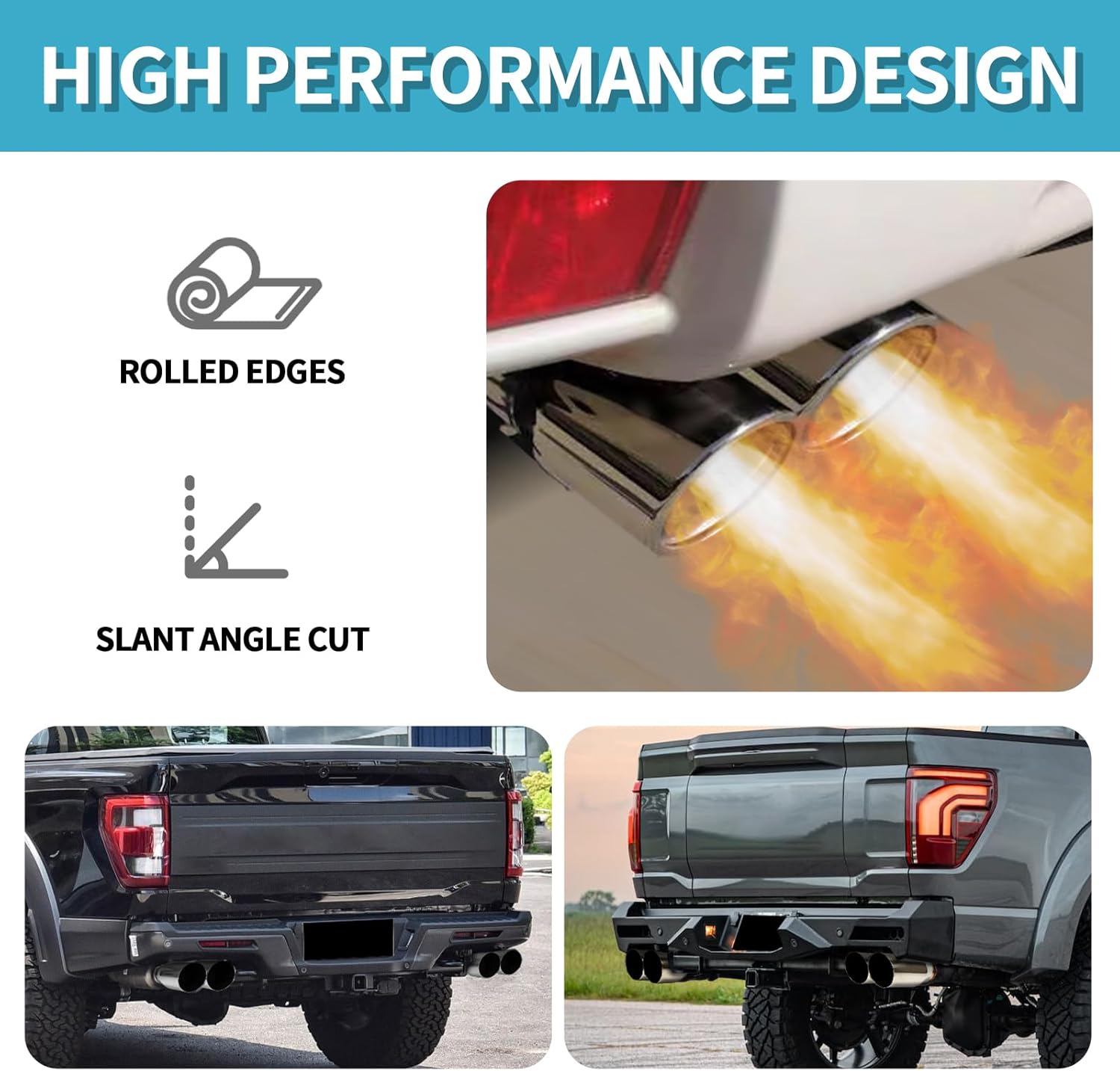 KHK 3" Dual Exhaust Tip - 3" Inlet 3" Outlet 9.5" Overall Length Diesel Exhaust Tips,Stainless Steel Weld On Truck Tailtip, Universal Fit for Trucks & Cars -Polished