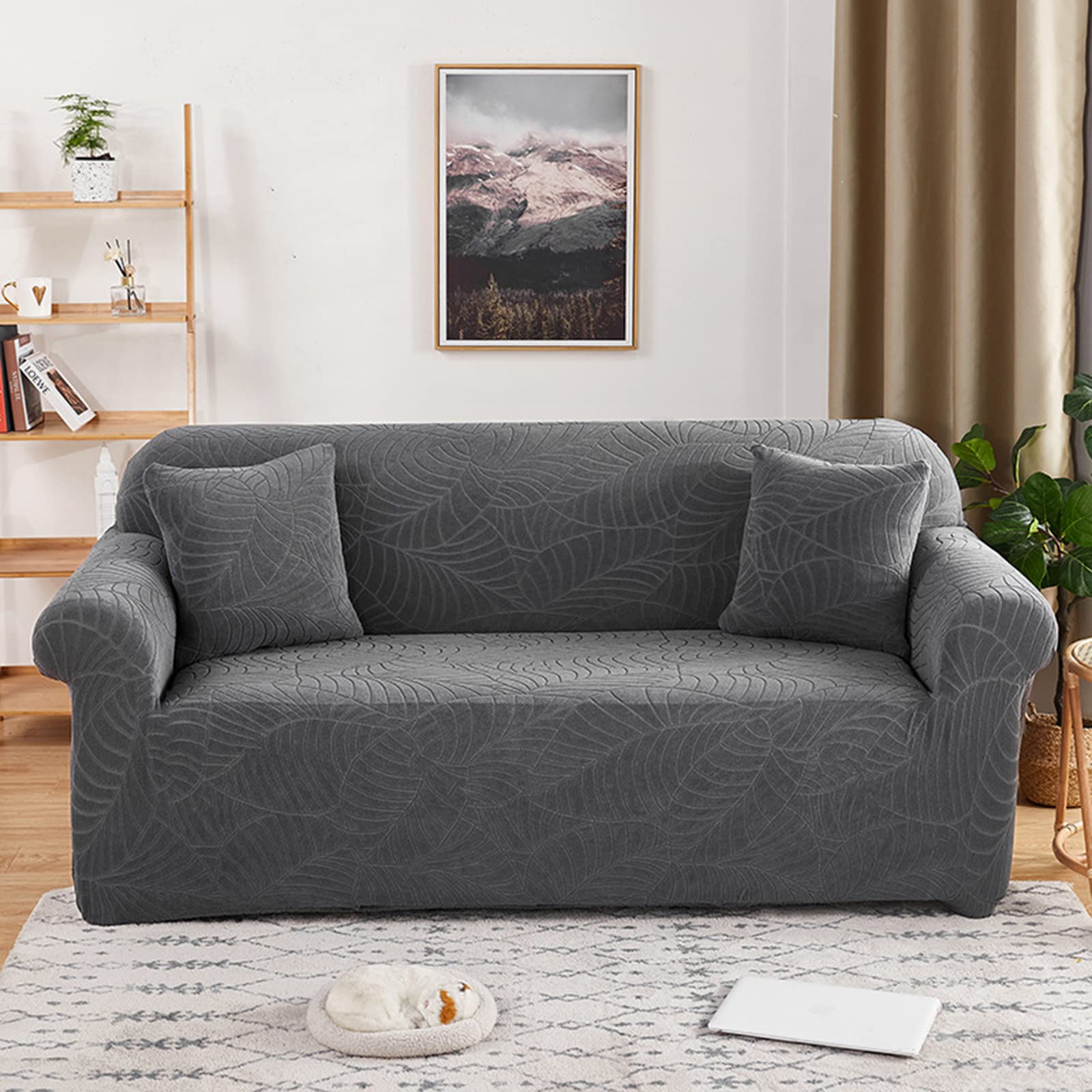 Housse de canapé extensible gris foncé pour fauteuil 1 place 90-140 cm