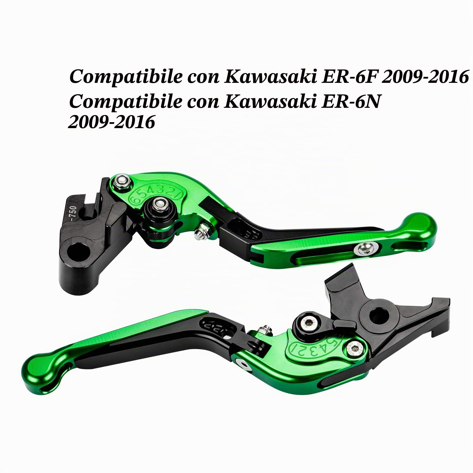 psler Leva Frizione per Leva Freno Moto, 1 Coppia di Leve Lunghezza 185 mm / 7,28 pollici Set di Leve Frizione e Freno, per Kawasaki ER-6F ER-6N 2009-2016 (Verde)