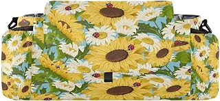 CUPADA Sunflowers Daisies Spring Universal Stroller Organizer with Cup Holders, Lovely Flowers Stroller Organizer Bag and Removable Shoulder Strap Fits Most Baby and Pet Strollers