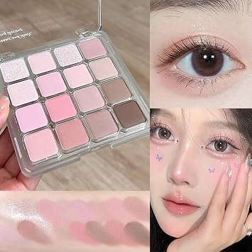 Pink Eyeshadow Palette, 16 Colors Glitter Matte Eye Shadow Pallets for Women, Pink Brown Tones Smokey Eye Makeup Palette, Long Lasting Blendable Pressed Powder Eyeshadow Makeup Gift