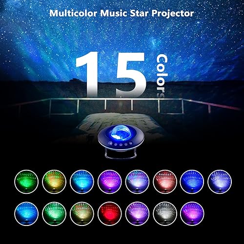 Miniatura 6 de Proyector de estrellas, lámpara de proyección estrellada de galaxia, altavoz Bluetooth Aurora Iluminación con temporizador y control remoto, luz