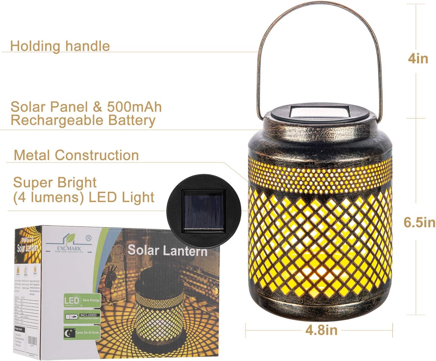 2 Pack Solar Lanterns Outdoor Hanging Solar Lights Decorative, Solar Outdoor Decorations for Patio Garden Yard Porch and Tabletop with Shadow Casting. (Retro)