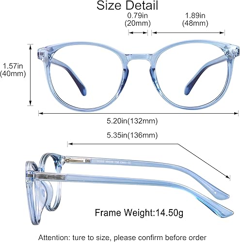 Miniatura 6 de YEIN Lentes de lectura bifocales con bloqueo de luz azul, lector bifocal para mujeres y hombres, marco ovalado con bisagra de resorte (+0.00+1.50 de