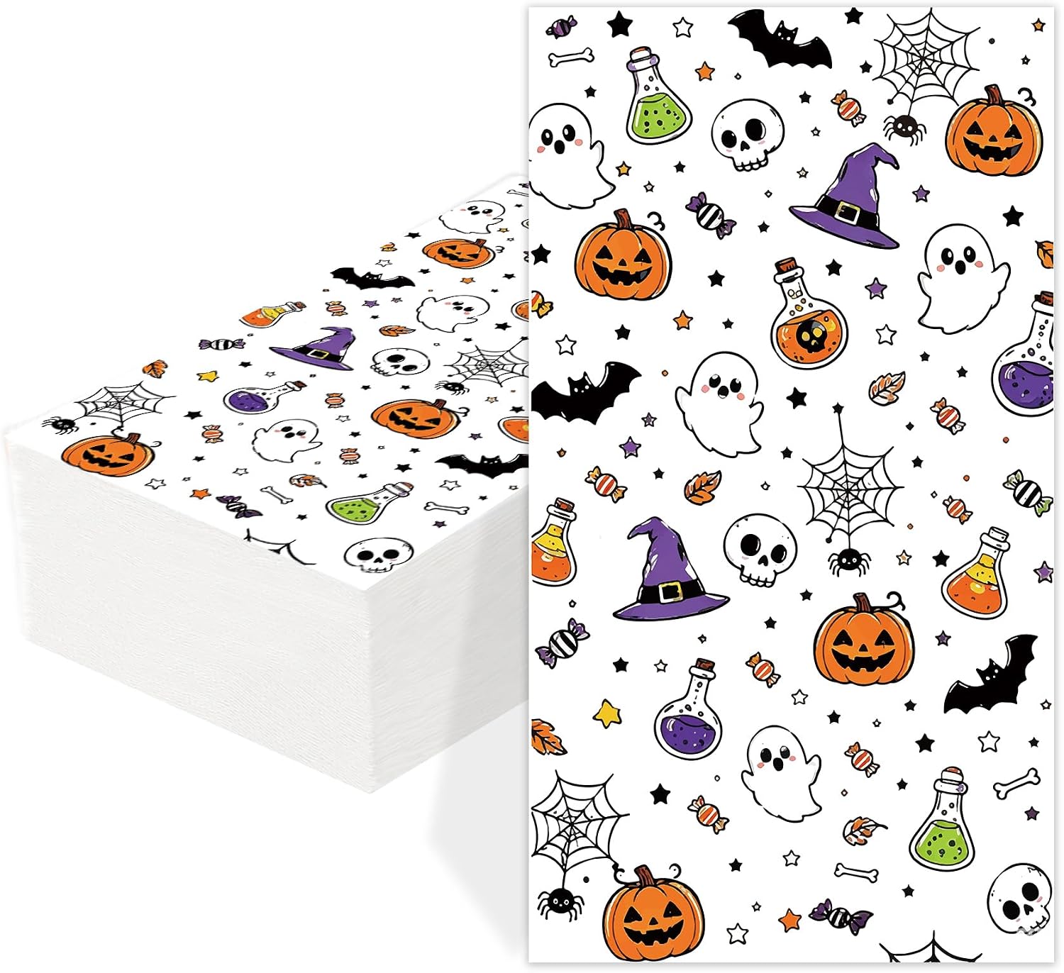 Halloween Napkins Disposable, Halloween Paper Dinner Guest Napkins 50 Pcs