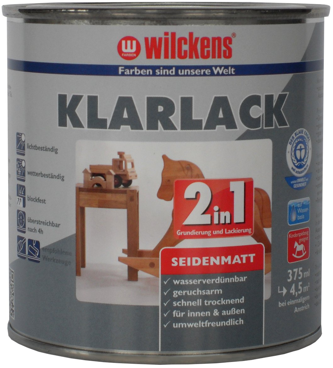 Wilckens Klarlack 2in1 seidenmatt 0,375L – Transparent Außenklarlack