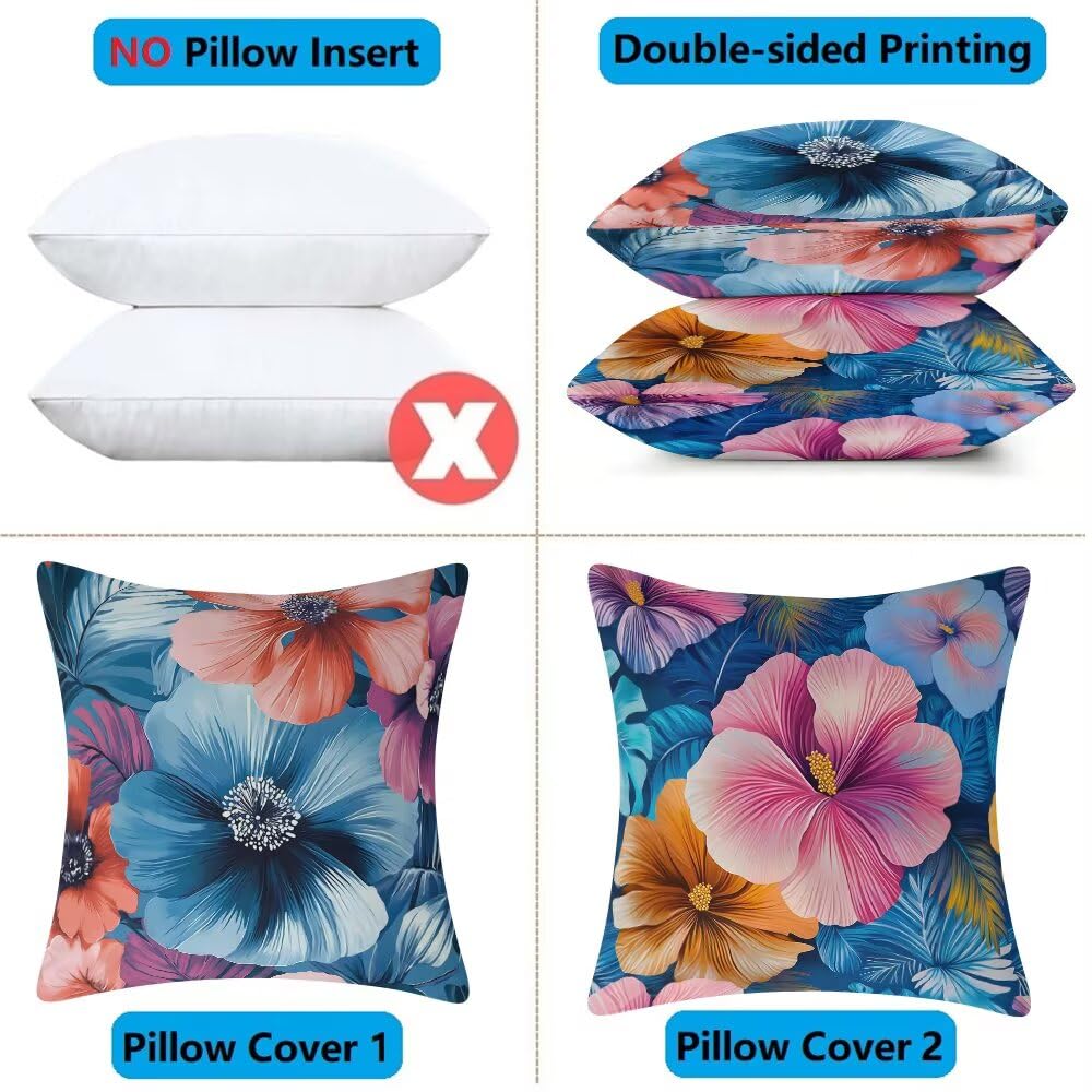 Federe Cuscini Divano 60x60 cm Federe Morbido Copricuscini Blu in Velluto, 2 Pezzi Copri Cuscini per Divano Nordico Quadrati Decorativi Federa Cuscino Fiori per Camera da Letto Soggiorno (IU67)