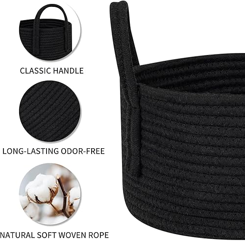 Miniatura 5 de CubesLand Bonita canasta negra pequeña, cesta para guardería, cestas de almacenamiento tejidas para estantes, cesta de almacenamiento de juguetes