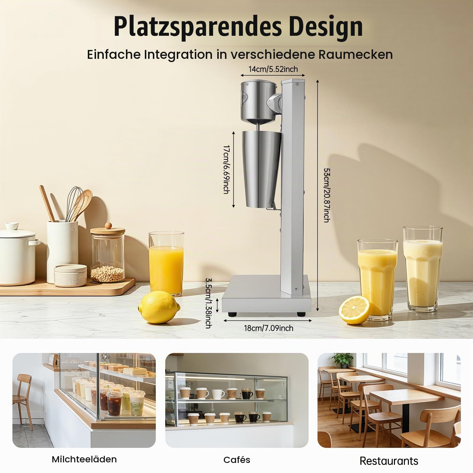 Milchshake Frappe, Protein-Shake Mixer Shaker Proteinshake Elektrisch für Cafés und Milchläden18000 U/Min 2 Geschwindigkeitsstufen 650ML