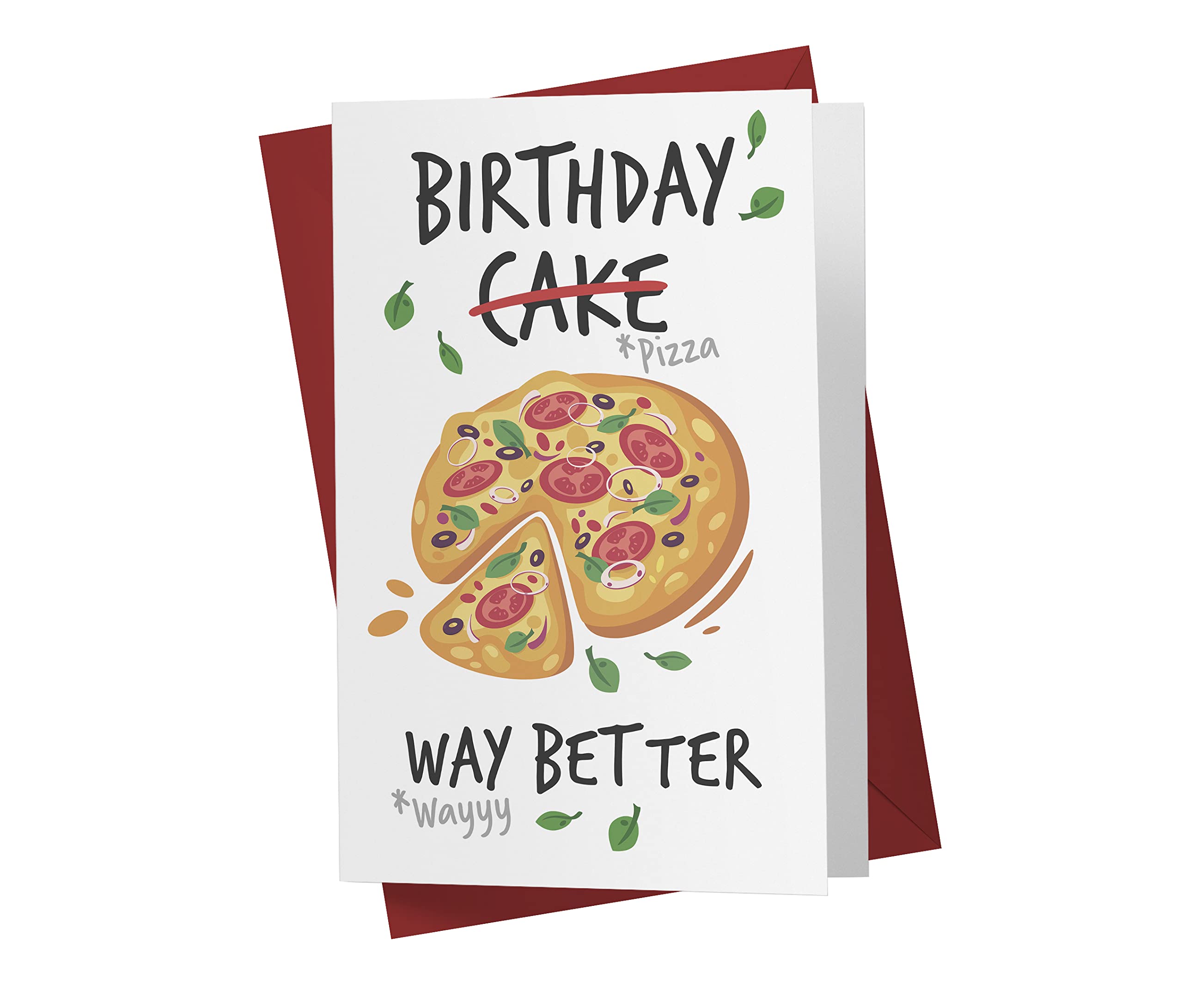 Karto Funny Birthday Card for Him Her - Witty Wife Husband Birthday Card - Son Daughter Birthday Card - Sister Brother Friend Birthday Card - Pizza Birthday Card - (Pizza Cake)
