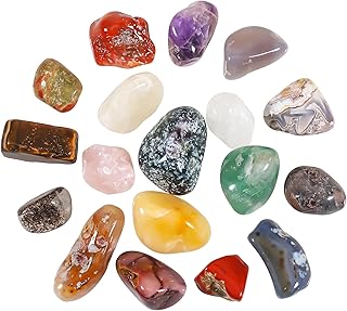 18 pcs Pierres Précieuses, Mélange de Pierres Précieuses Véritables, pour Guérison, Méditation, Reiki ou Comme Porte-bonheur ou Pierres Pouces (B)