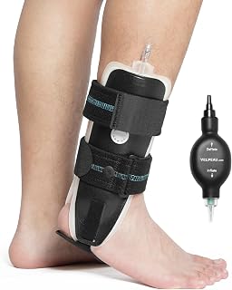 Velpeau Air Gel Foam Ankle Stabilizer Support Brace for Sprained Ankle, Ligament Injury, Tendonitis, Adjustable Rigid Stirrup Ankle Splint for Women and Men (Inflatable Version, Small, Right Foot)
