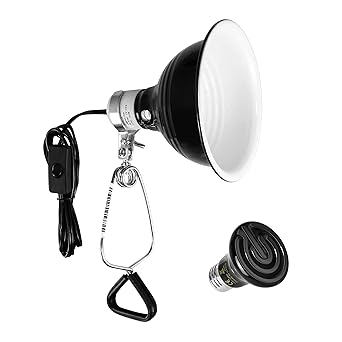 Simple Deluxe 25W Reptile Ceramic Heat Bulb No Light and 60W Dome Light Clamp lamp Fixture with 5.5 Inch Aluminum Reflector for Amphibian Pet Terrariums Habitat, Snake/Lizard/Spider, Black Mini