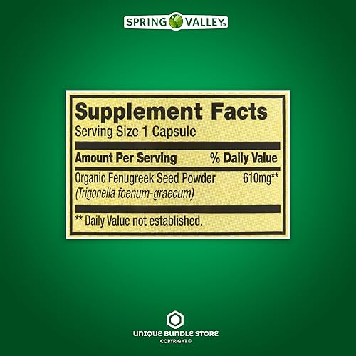 Miniatura 4 de Spring Valley - Fenogreco, 610 mg, 100 cápsulas de fenogreco, suplemento dietético vegetariano de bienestar general + organizador de píldoras de 7