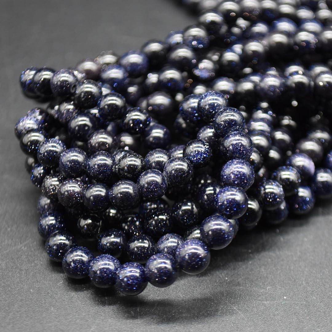 Blue Goldstone Round Beads - 6mm - 15'' Strand