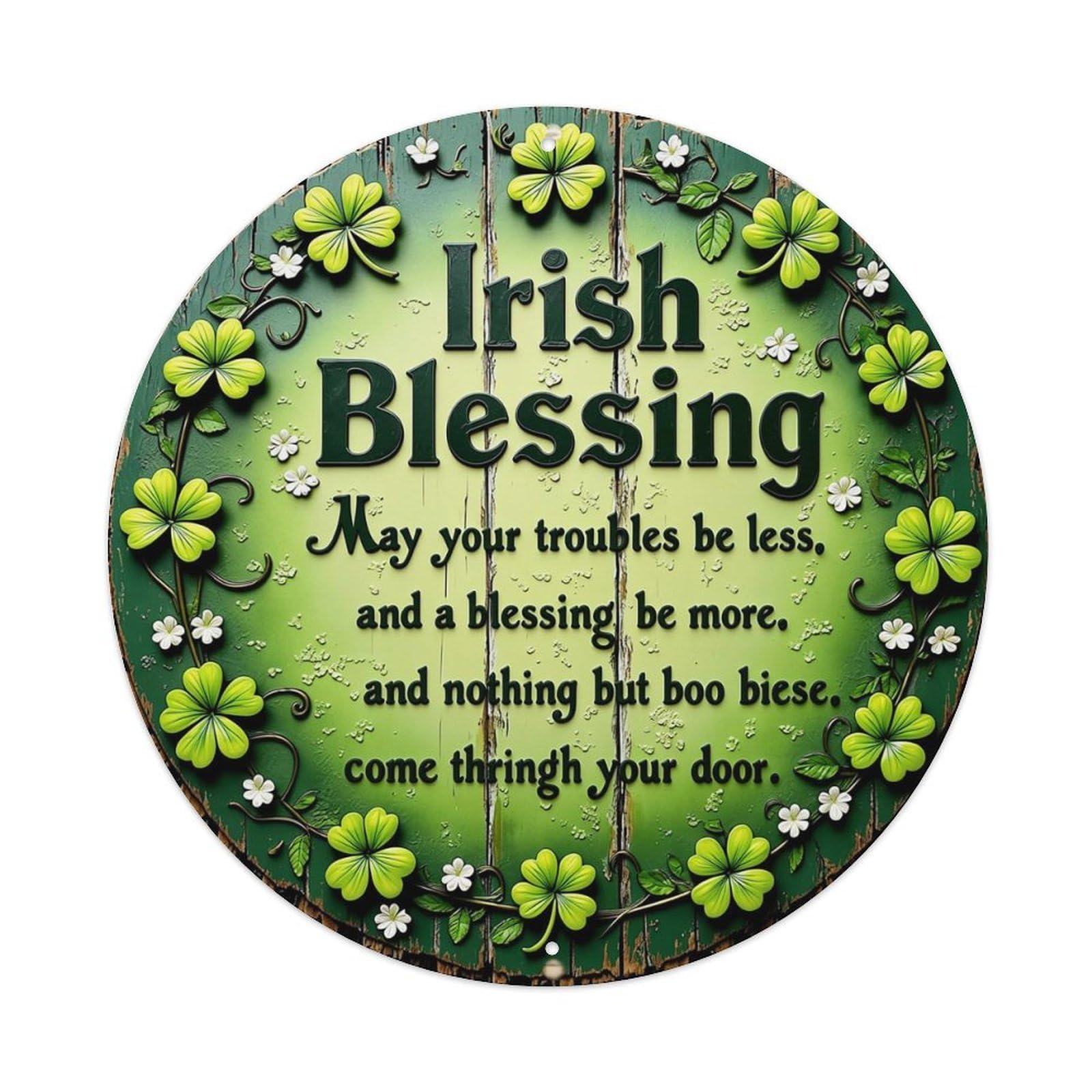 Irish Blessing Shamrock Floral Design Tin Sign Metal Poster Vintage Metal Signs for Home Man Cave Bar Cafe Kitchen laundry room Wall Decorations 8x8 inches