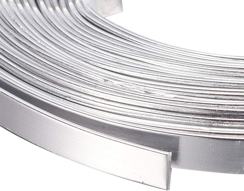 KISSITTY 5 Rolls 3mm Wide Flat Jewelry Artistic Aluminum Wire Silver 18 Gauge About 6.5 Feet/Roll