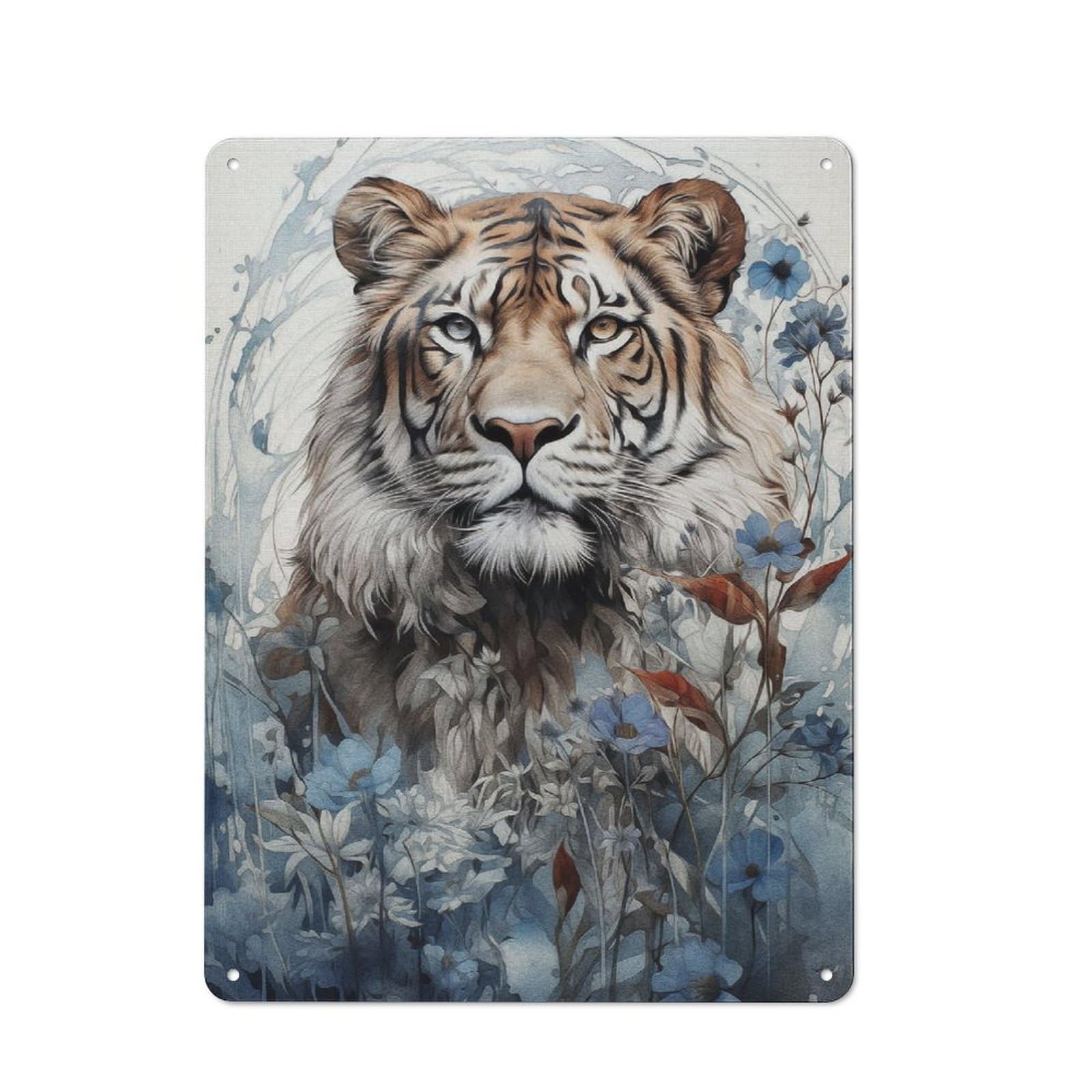 Junmoney Tiger King Of The Jungle Retro Metal Wall Sign 40X30cm With For Home Bar Wall, A Housewarming Gift For Hosts Who Enjoy Retro Interiors