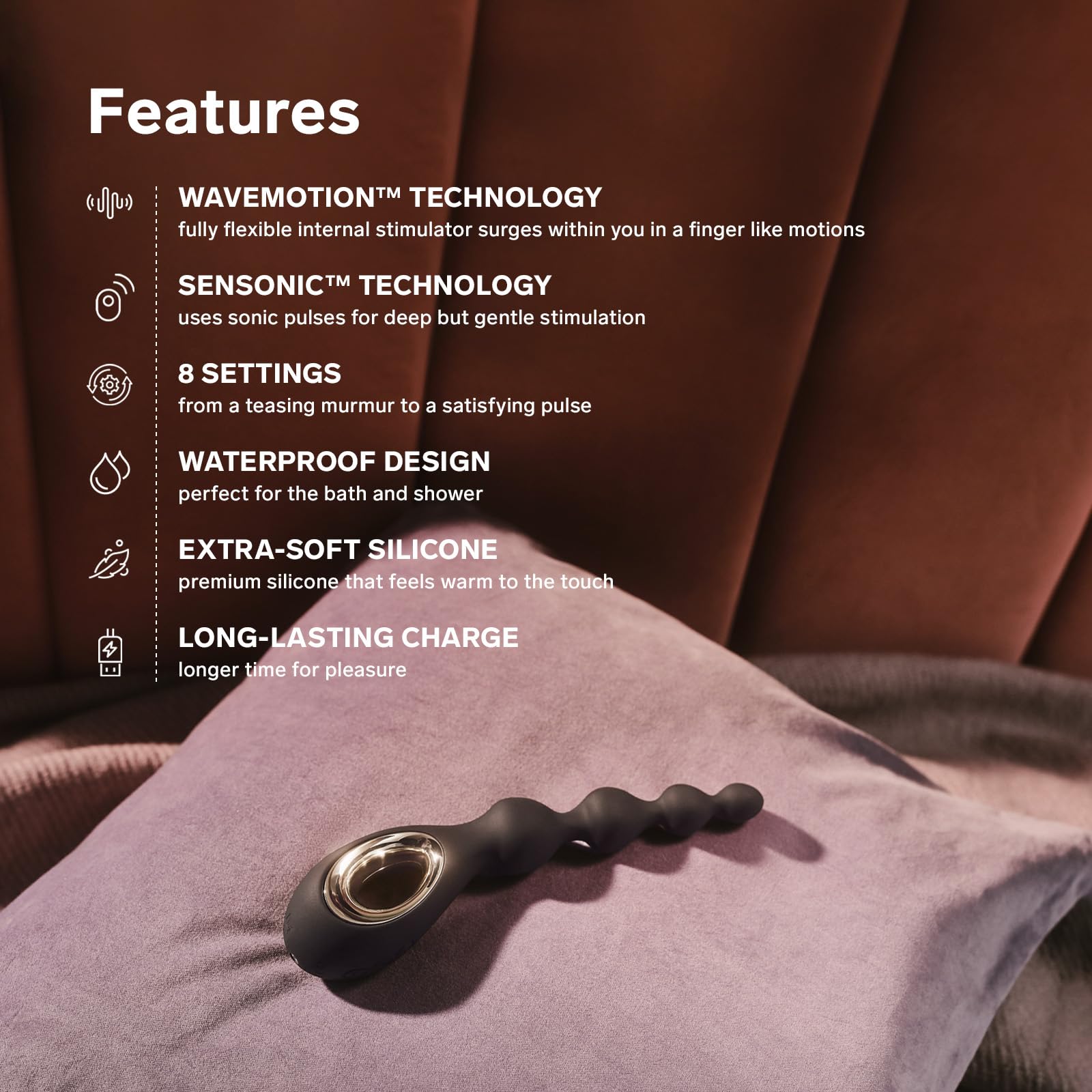LELO SORAYA Beads, Masajeador Anal con Cuentas con Tecnología Bow-Motion y 8 Modos de Vibración, Estimulador Anal, Vibrador Anal, Bolas Anales (Black)