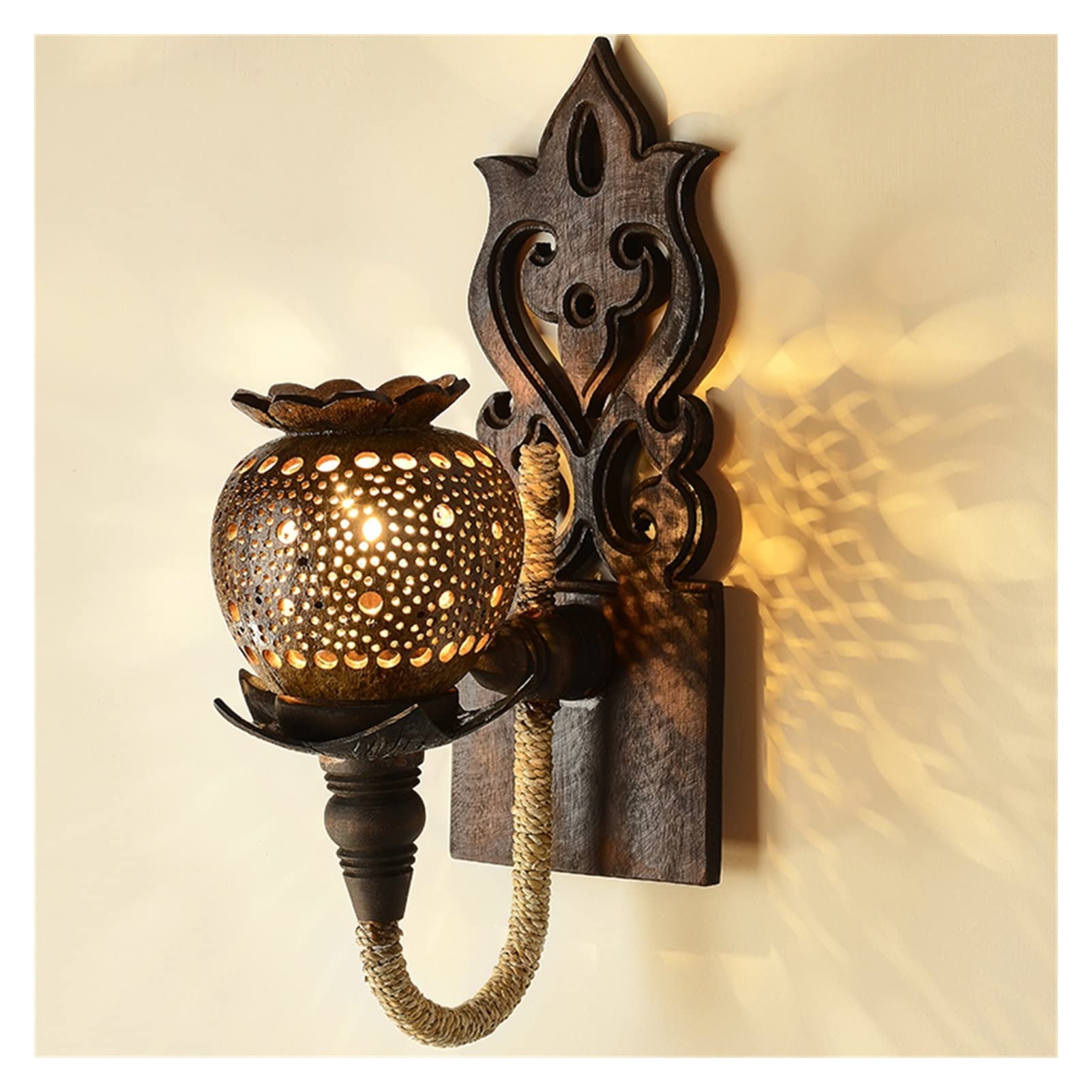 Wall lamp, Retro Coconut Shell Light Nostalgic Wall Lamp Living Room Bedroom Background Wall Light le Indoor - Lamps,Wall lamp
