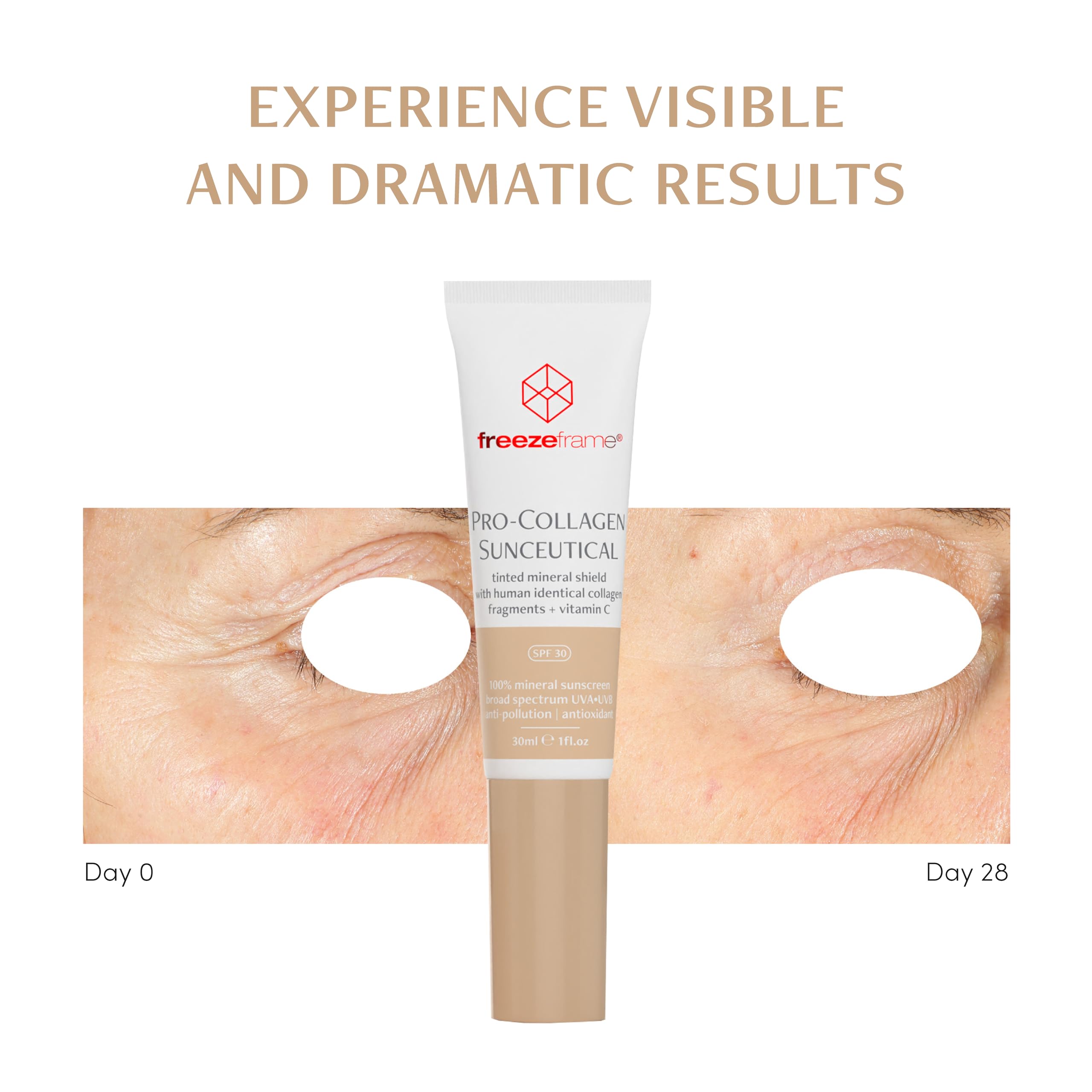 freezeframe, Pro-Collagen Sunceutical, Mineral Sunscreen with SPF30, Vegan Sun Cream, Anti Wrinkle and Anti Aging - Image 4