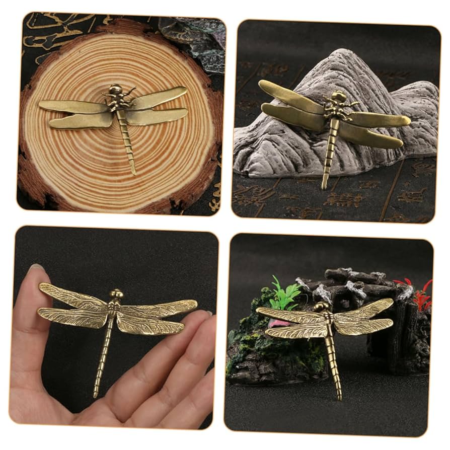 Amazon.co.jp: OUNONA 真鍮のトンボ飾り 蜻蛉 ミニトンボ像 金の