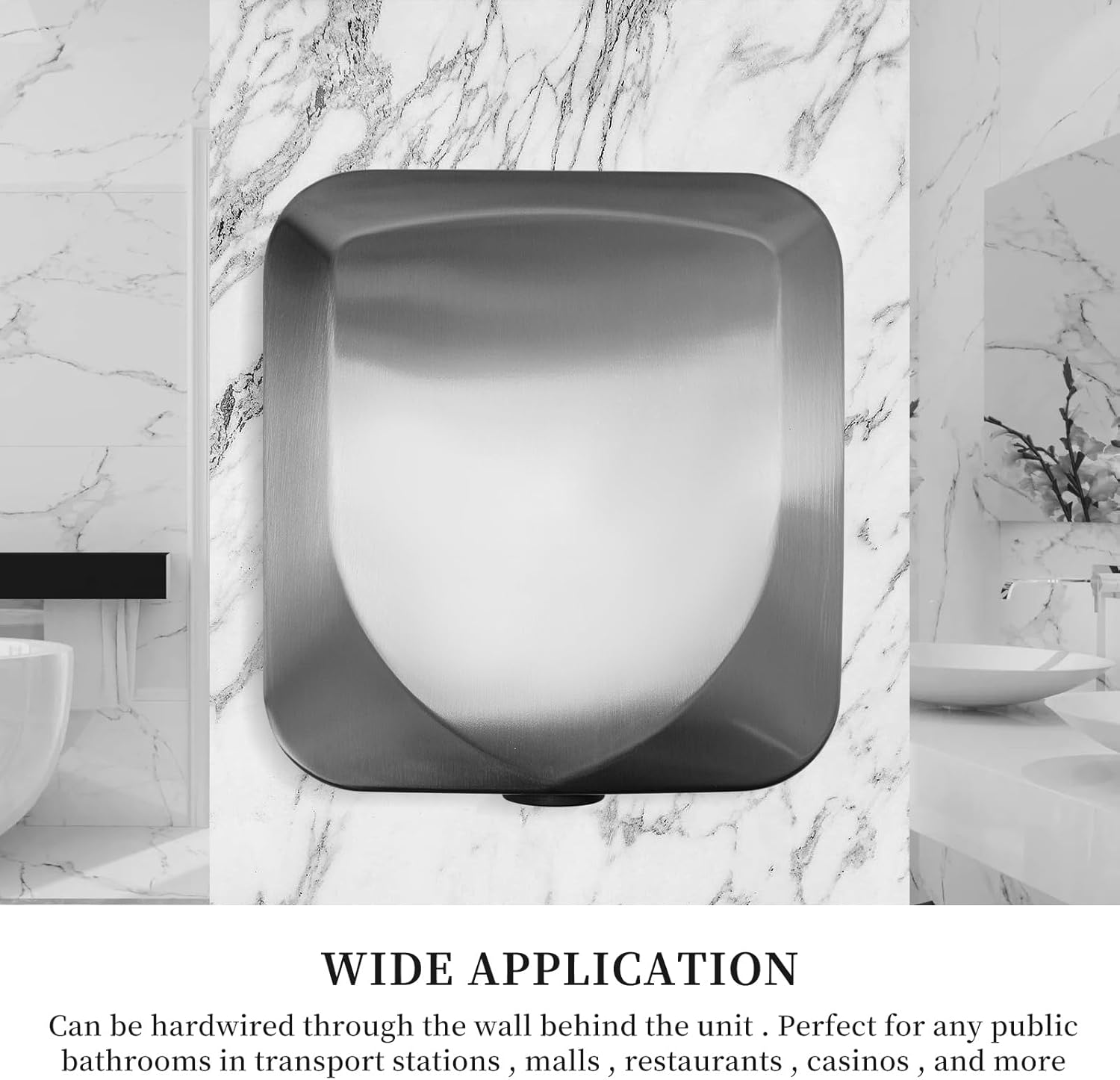 Automatic Commercial Hand Dryer Stainless Steel Hand Dryer 1800W 224mph High Speed Heavy Duty Cold/Hot Air Compact Electric Hand Dryer for Bathroom Business Restaurant Industrial Home Use