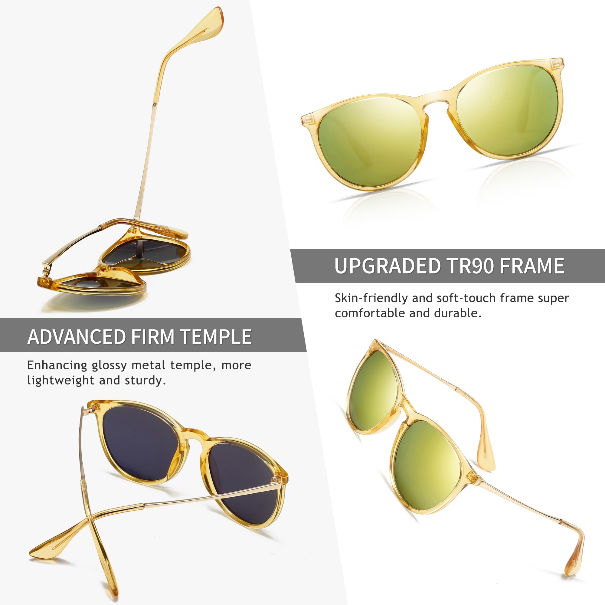 SUNGAIT Occhiali da sole vintage con forma arrotondata per uomo e donna stile classico e retrò