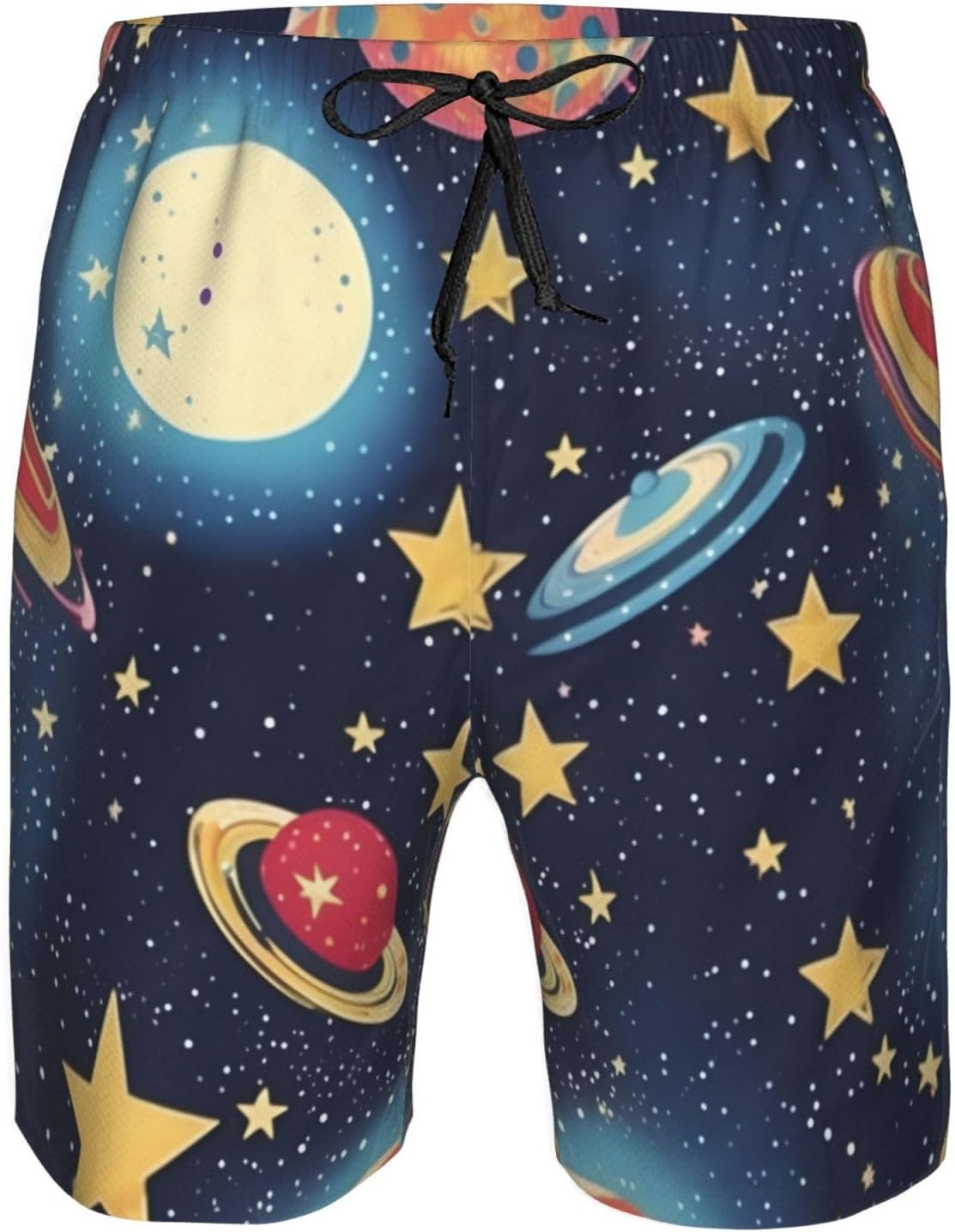 Mens Starry Sky Universe Space Print Beach Shorts,Casual Summer Shorts for Men,Quick Dry Polyester