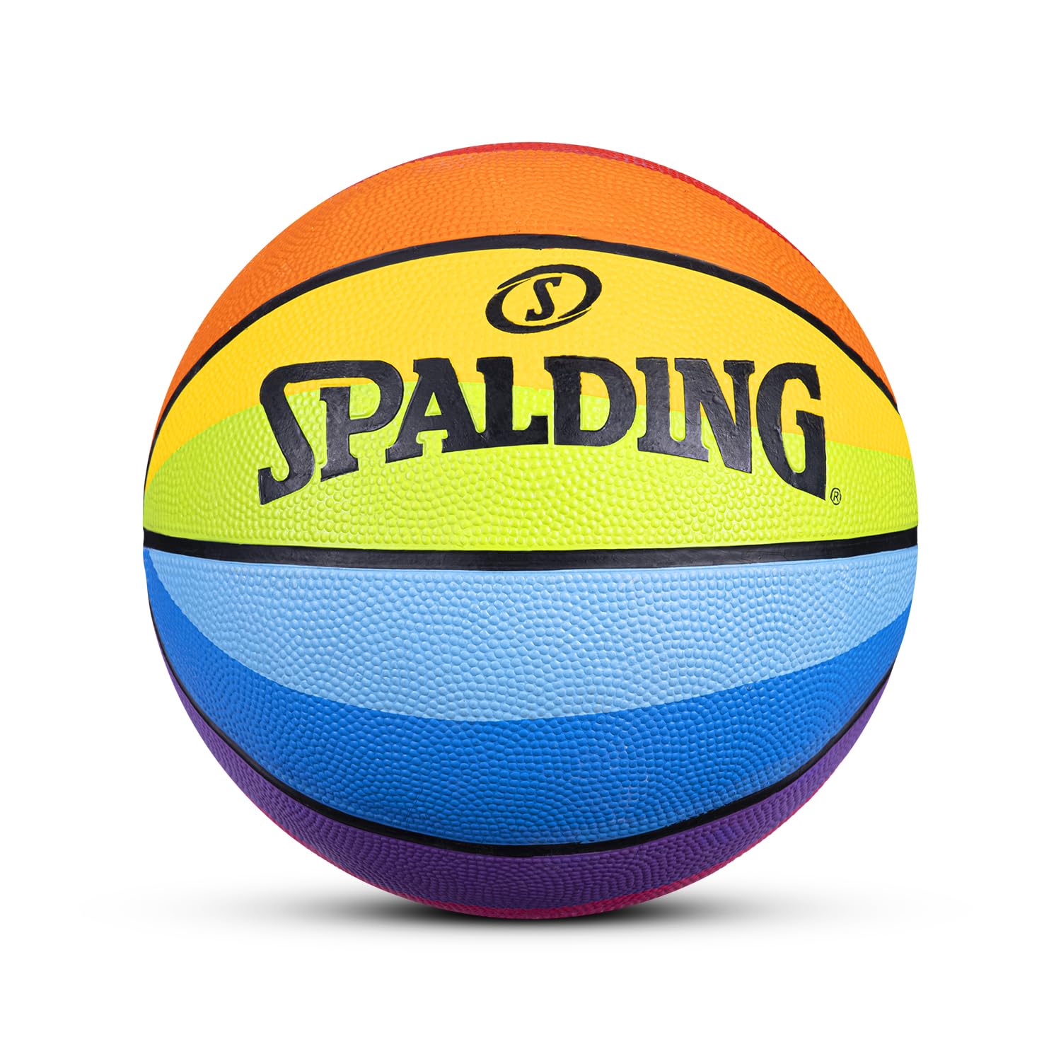 8 Panel Rainbow Rubber Moulded Indoor/Outdoor Basketball with Butyl Bladder, Suitable for Practice/Match/Training + Free Air Needle
