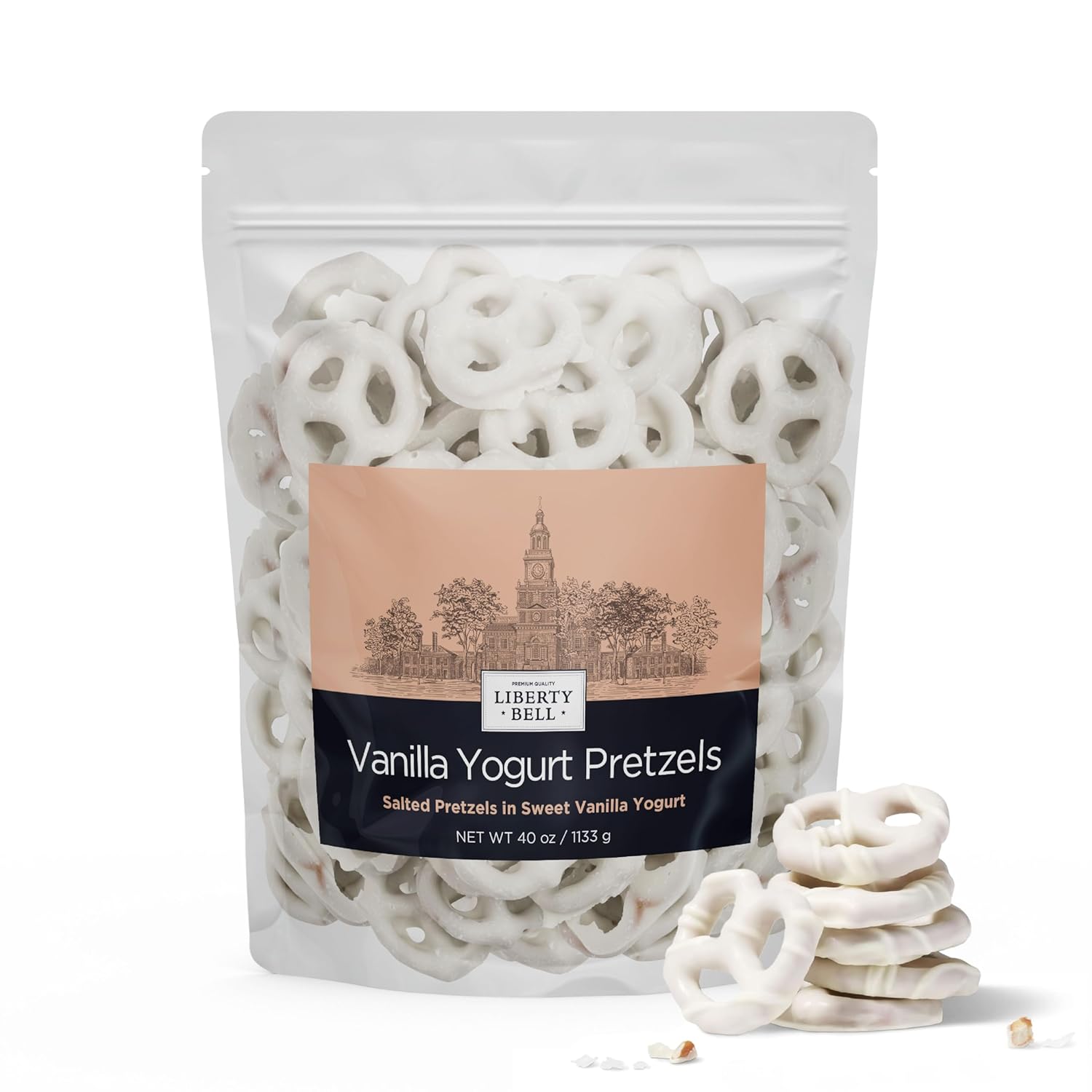 Liberty Bell Vanilla Yogurt Covered Mini Pretzels, 40 Ounce Bag