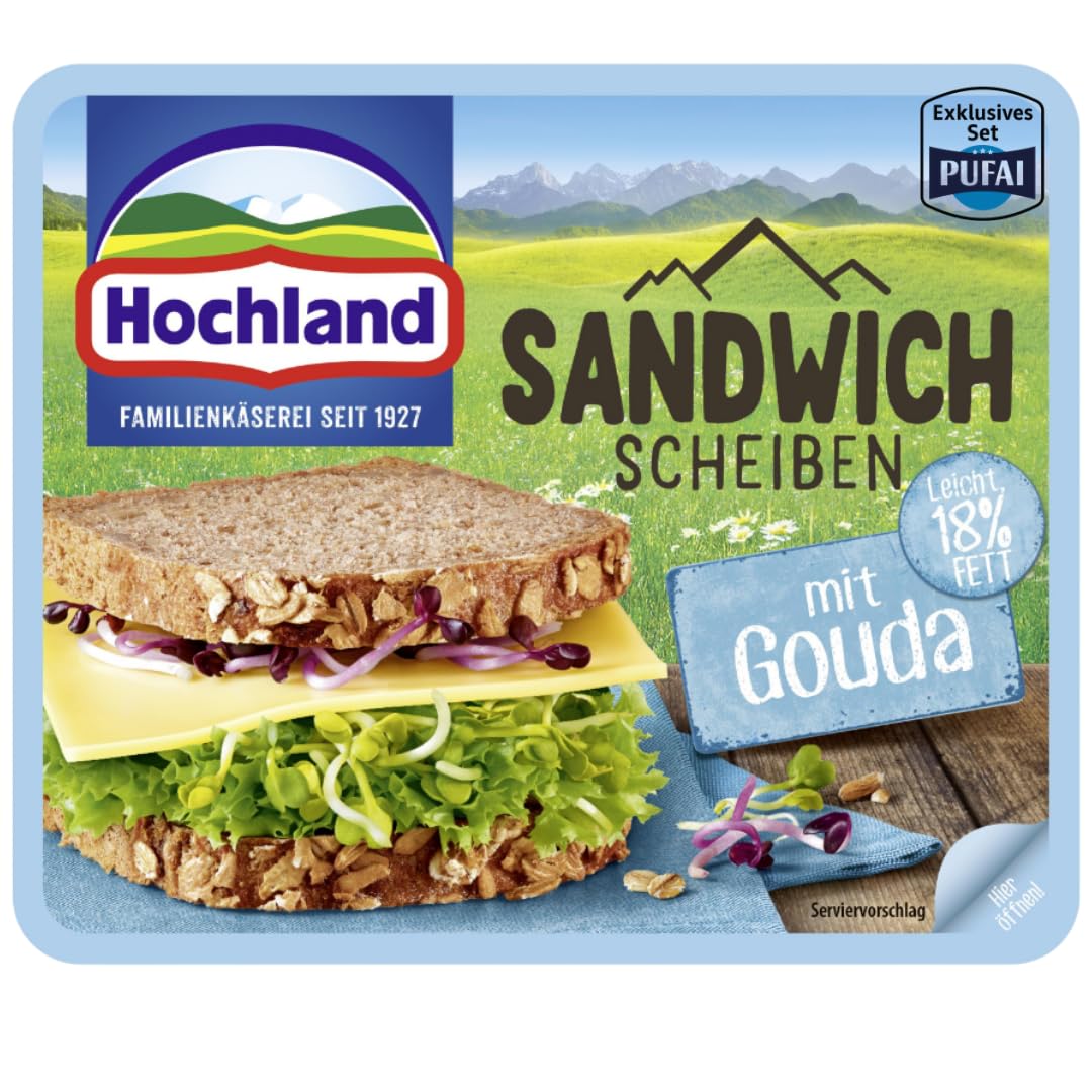 Käsescheiben mit Gouda Leicht – 150 g, 4er Pack | Mild & fettarm | Ideal für Sandwiches, Toast & Snacks