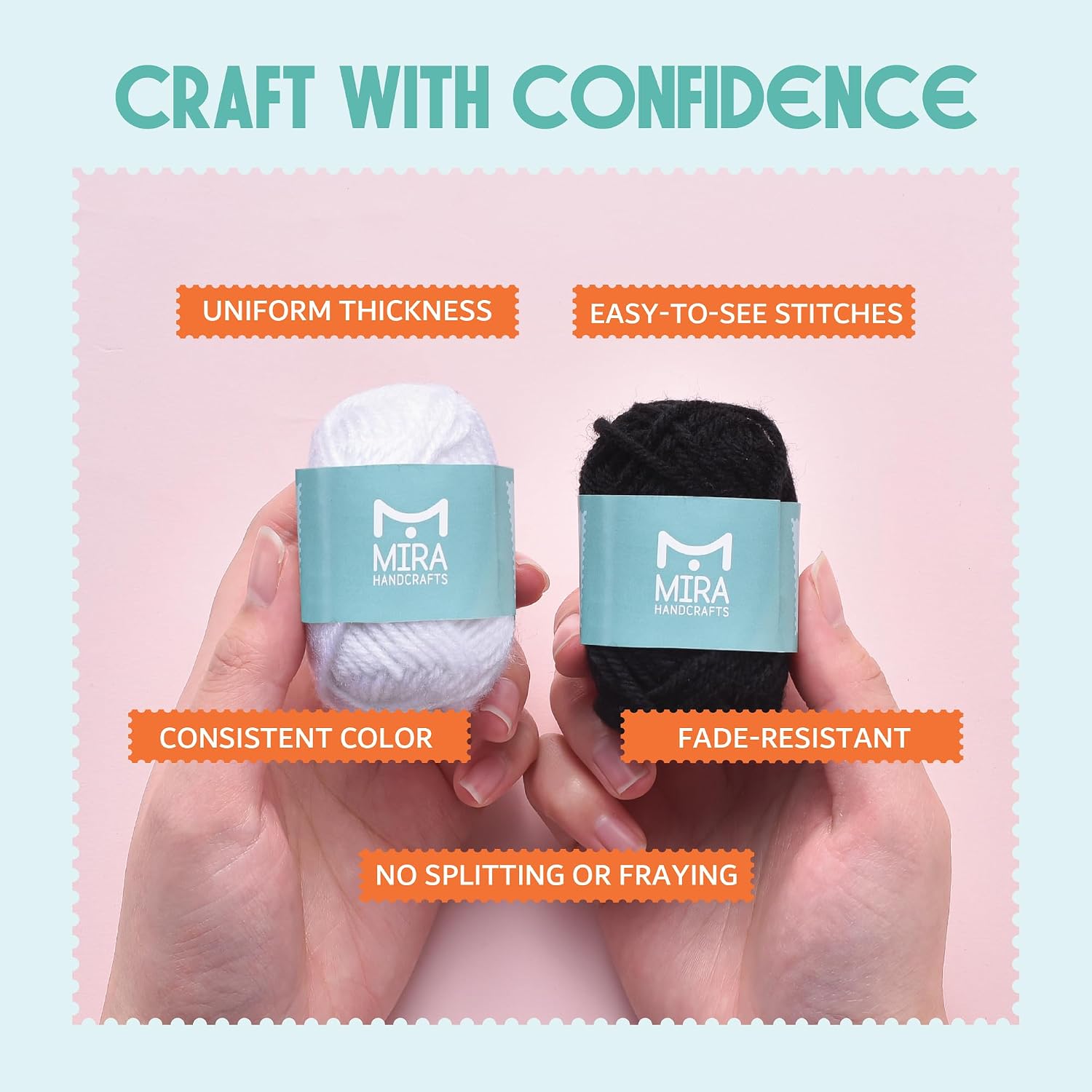 Mira Handcrafts Crochet Set for Beginners – 264 Yards Soft, Premium Acrylic Yarn for Crocheting – 12 Black and White 10g Skeins – Strong, Lightweight Yarn for Knitting and DIY Crafts for Kids & Adults