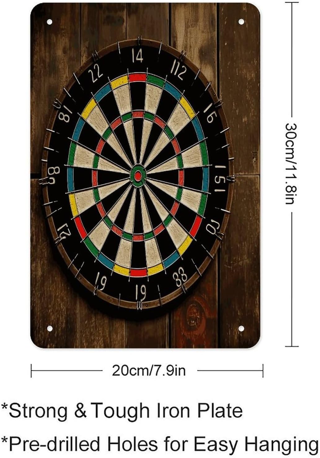 Dart Board Folded Edge Vintage Metal Tin Sign image 2