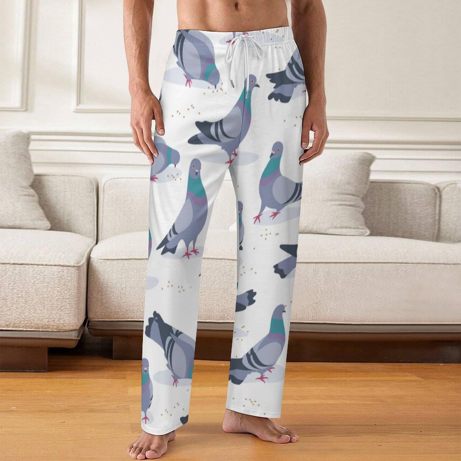 Bluish Pigeons Sleeping Pajama Pant for Men Casual Lounge Pocket Drawstring Sleepwear Sleep Pants M