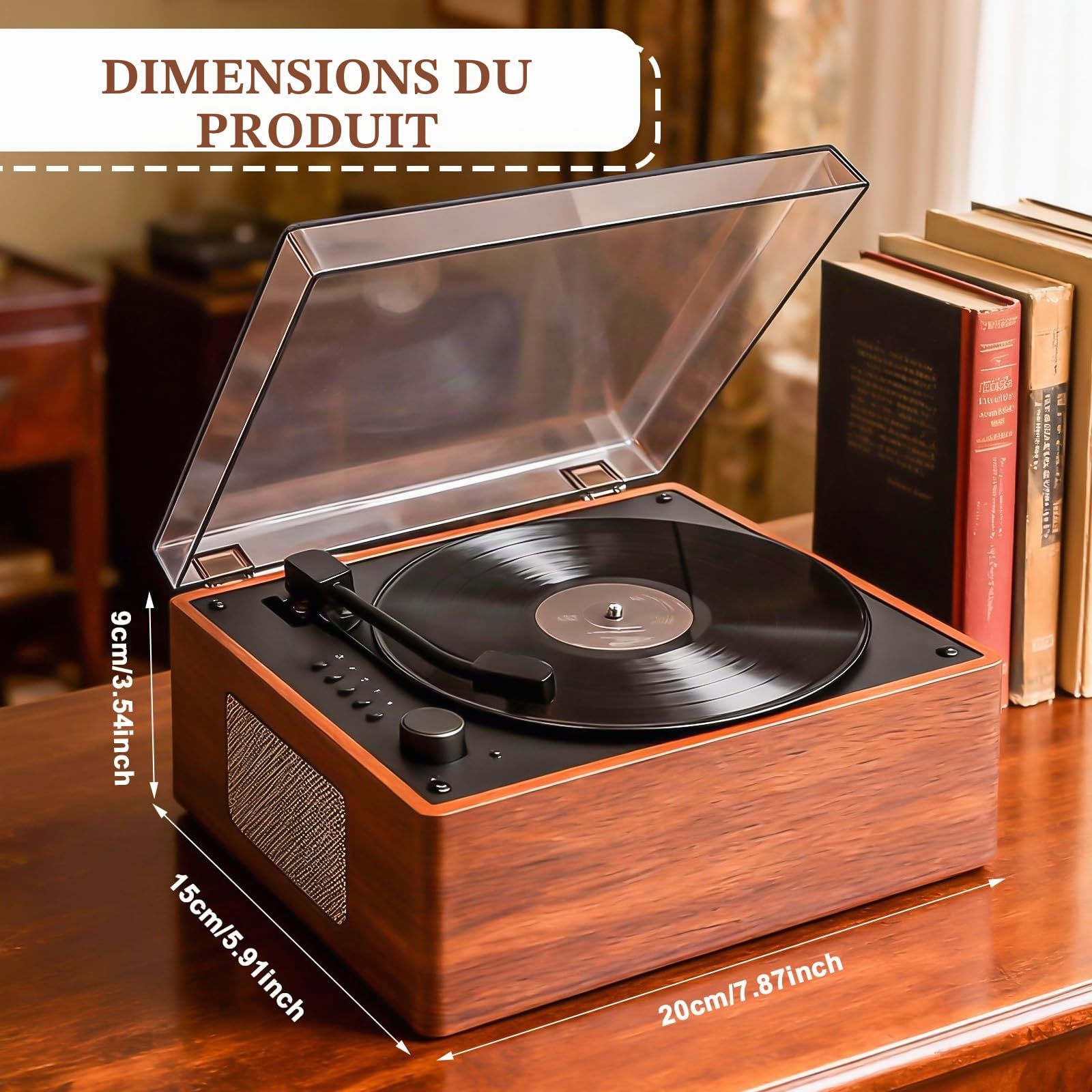 Lecteur CD portable Bluetooth 5.1, lecteur CD rétro avec double haut-parleur stéréo, télécommande, rechargeable, lecteur CD, compatible USB/AUX, protection contre la poussière