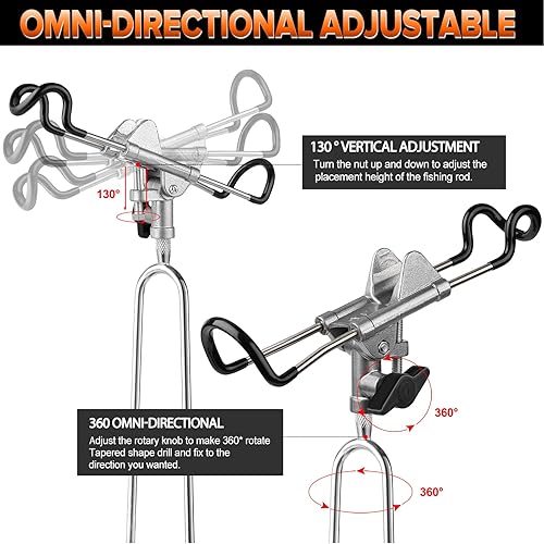 Miniatura 10 de PLUSINNO Soportes para caña de pescar para pesca de banco, soportes mejorados para caña de pescar para suelo, playa, equipo de soporte de caña de