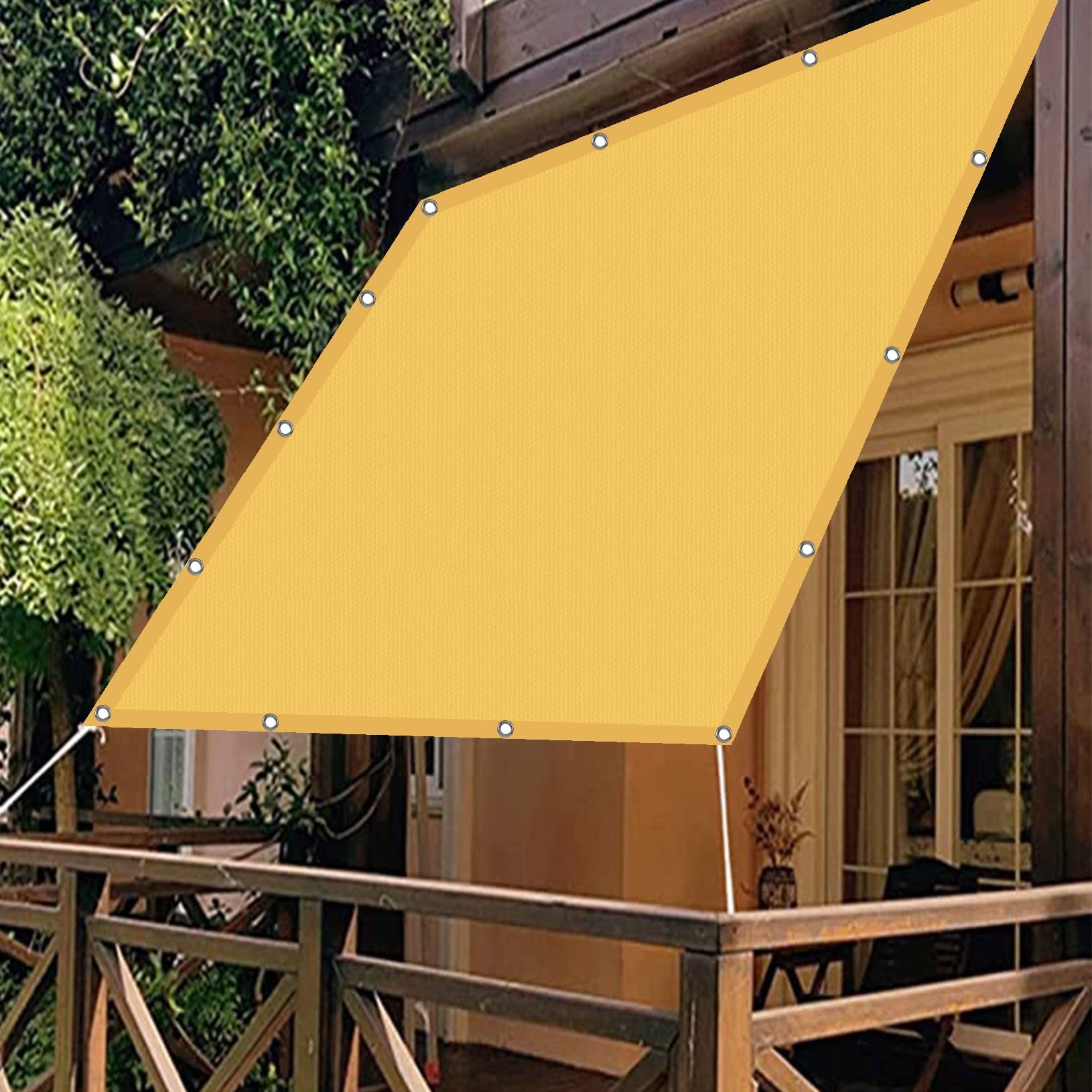 Tela impermeable contra lluvia y viento Sun e Canopy lona crema 3,5x5m con kit fijación
