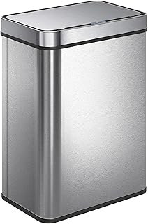 HOMCOM Mülleimer mit Sensor 50L Edelstahl Leiser Automatischer Abfalleimer mit Soft-Close-Deckel, Fingerabdruckresistente Mülleimer für Küchen, Büro, Schlafzimmer, Silber