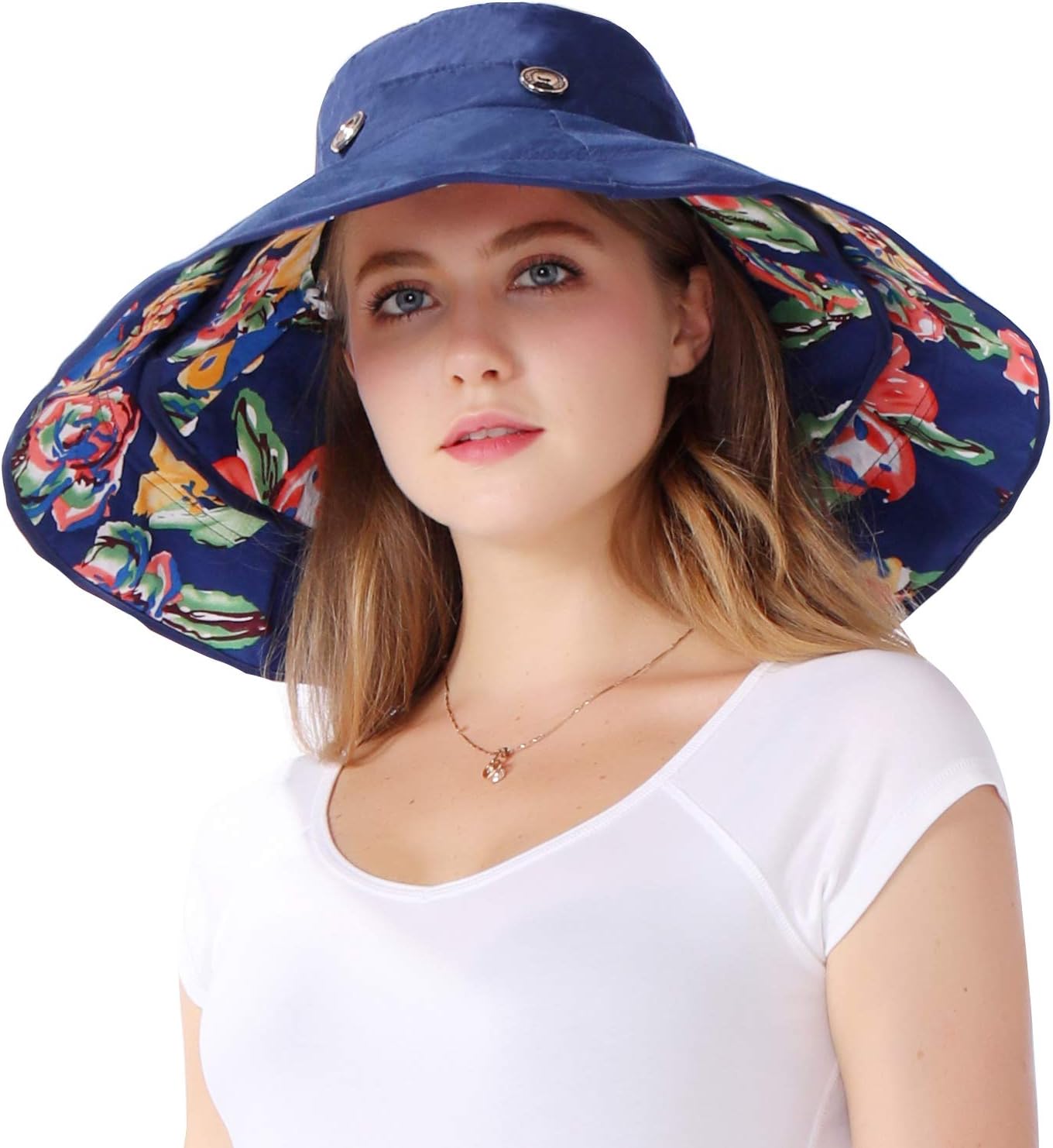Packable Extra Large Brim Floppy Sun Hat Reversible UPF 50+ Beach Sun Bucket Hat - Image 5
