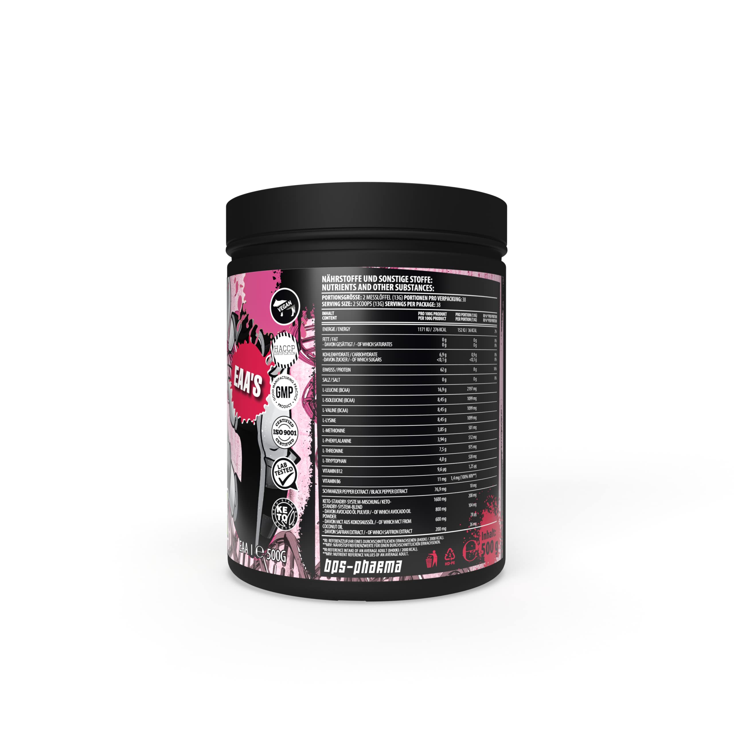 BPS-Pharma 4YourGainz Bro EAA Keto-Blend Aminosäure Amino BCAA Bodybuilding 500g (Pink Grape)