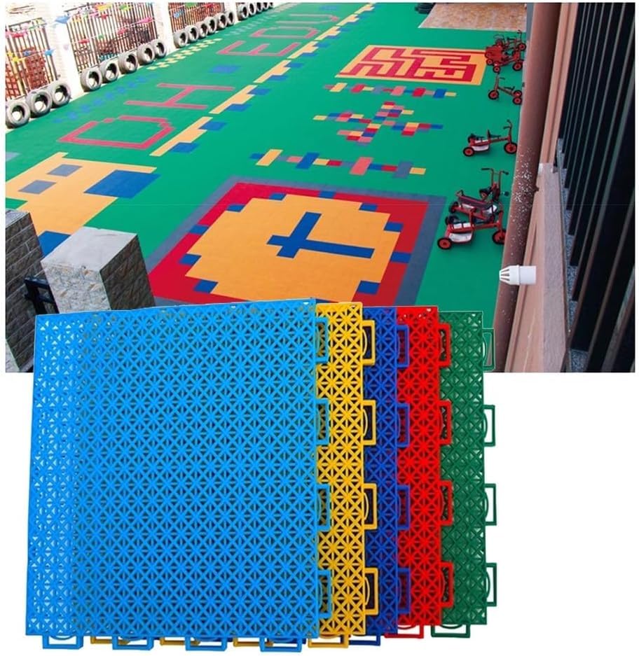 Azulejo de piso modular entrelazado impermeable verde de plástico con empalme