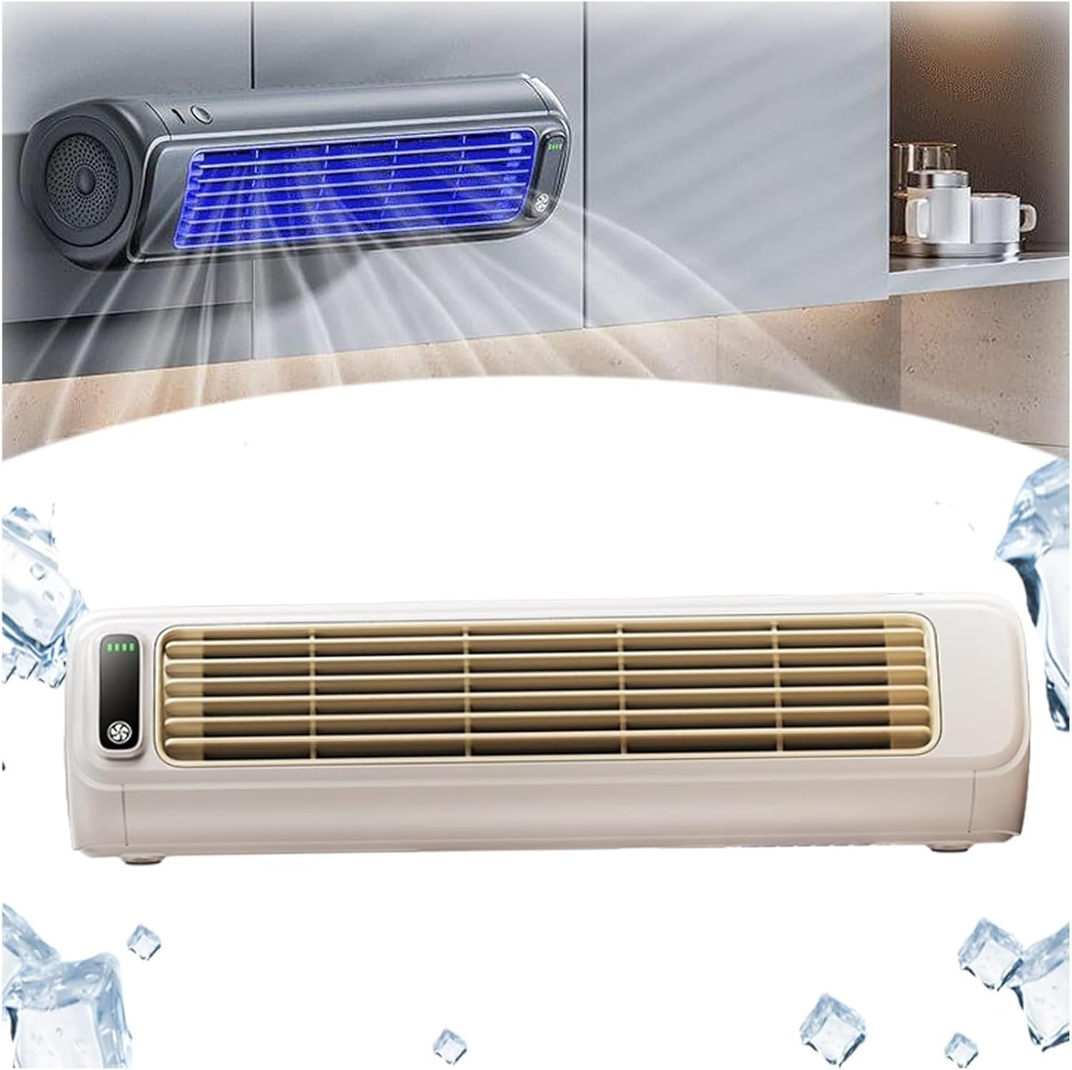 Rechargeable Small Tower Fans for Bedroom, Cooling Fan Quiet with 3 Speeds, Portable Air Conditioner Cooling Fan, for Bedroom, Office, Kitchen(Gray)