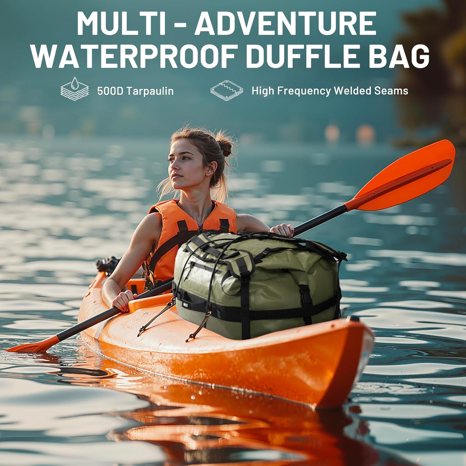 MIER Large Waterproof Duffel Bag Rolltop Dry Backpack Duffle Bags for Kayaking, Rafting, Boating, Swimming, Camping, Travel, Gym, Beach, 60L/80L - Image 8