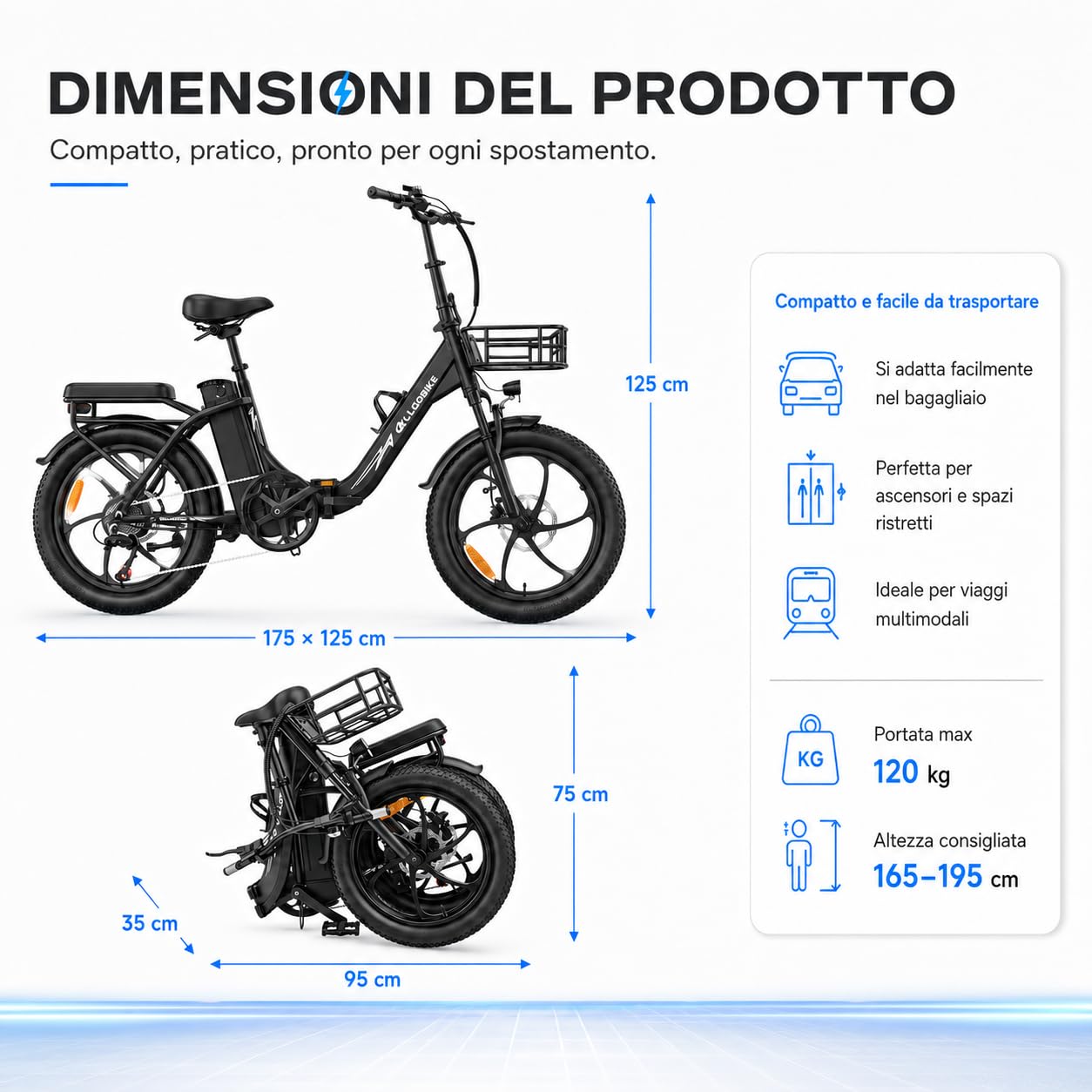 20" Bicicletta Elettrica Pieghevole, Batteria Rimovibile 48V20AH Autonomia Di 120Km Bici Elettrica，7 Velocità E Freni A Disco Idraulici Bici Elettrica Uomo ，E-Bike Da Per Adulti (nero)