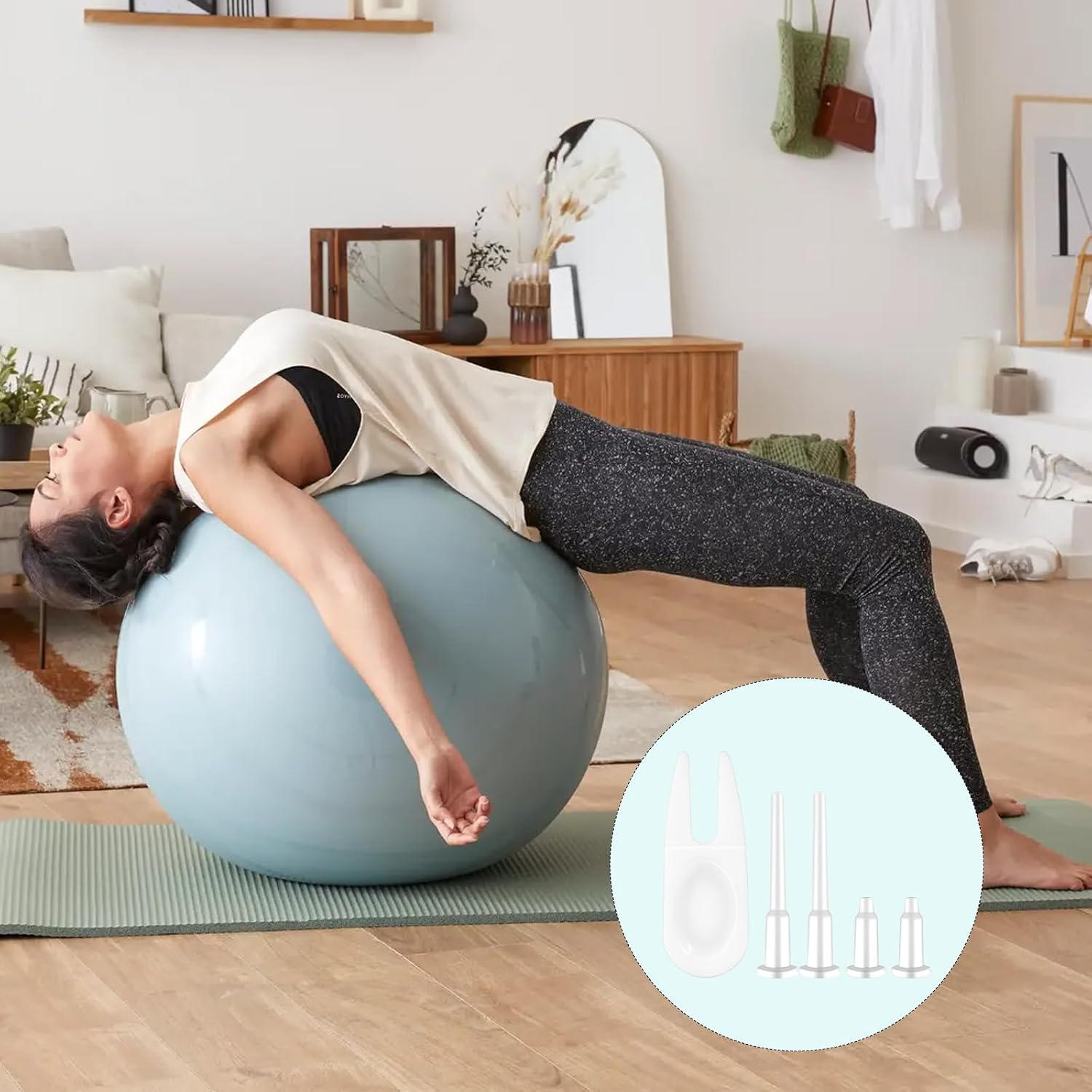 Yoga Ball Plug Replacement, 10 Pieces Plastic Exercise Ball Plug Replacement Fitness Exercise Balls Air Stopper Pin Adapter Kit with 2 PCS Plugs Puller for Fitness Balls Inflatable Bed Pool, White