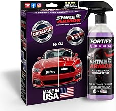 SHINE ARMOR Fortify Quick Coat Ceramic Coating Spray, 16 fl oz | 3-in-1 waterless wash, shine and protection for light dust between washes. Spray, wipe and buff for a glossy finish.