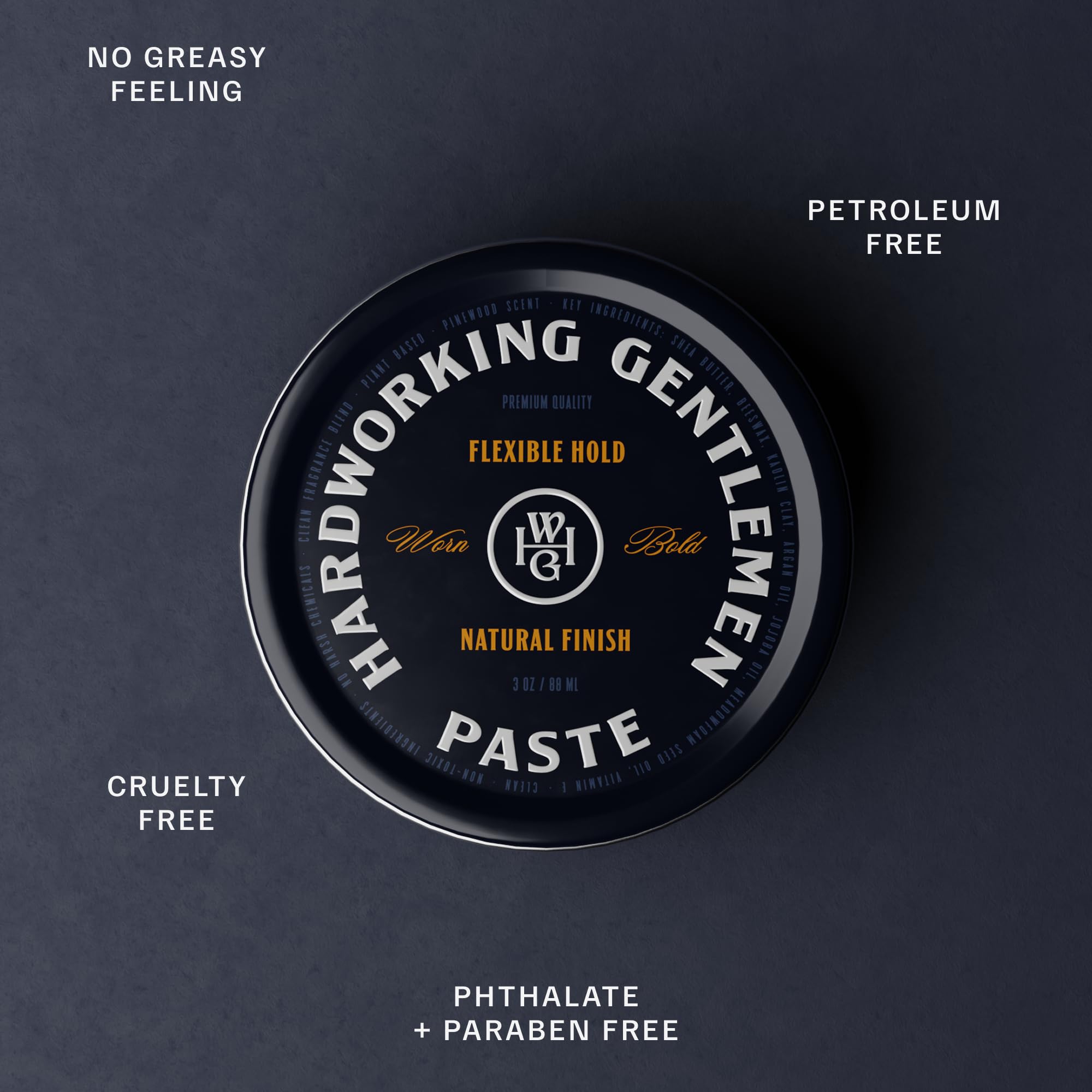 Hardworking Gentlemen Hair Styling Paste for Men, Light Hold, Natural Finish, 3 oz