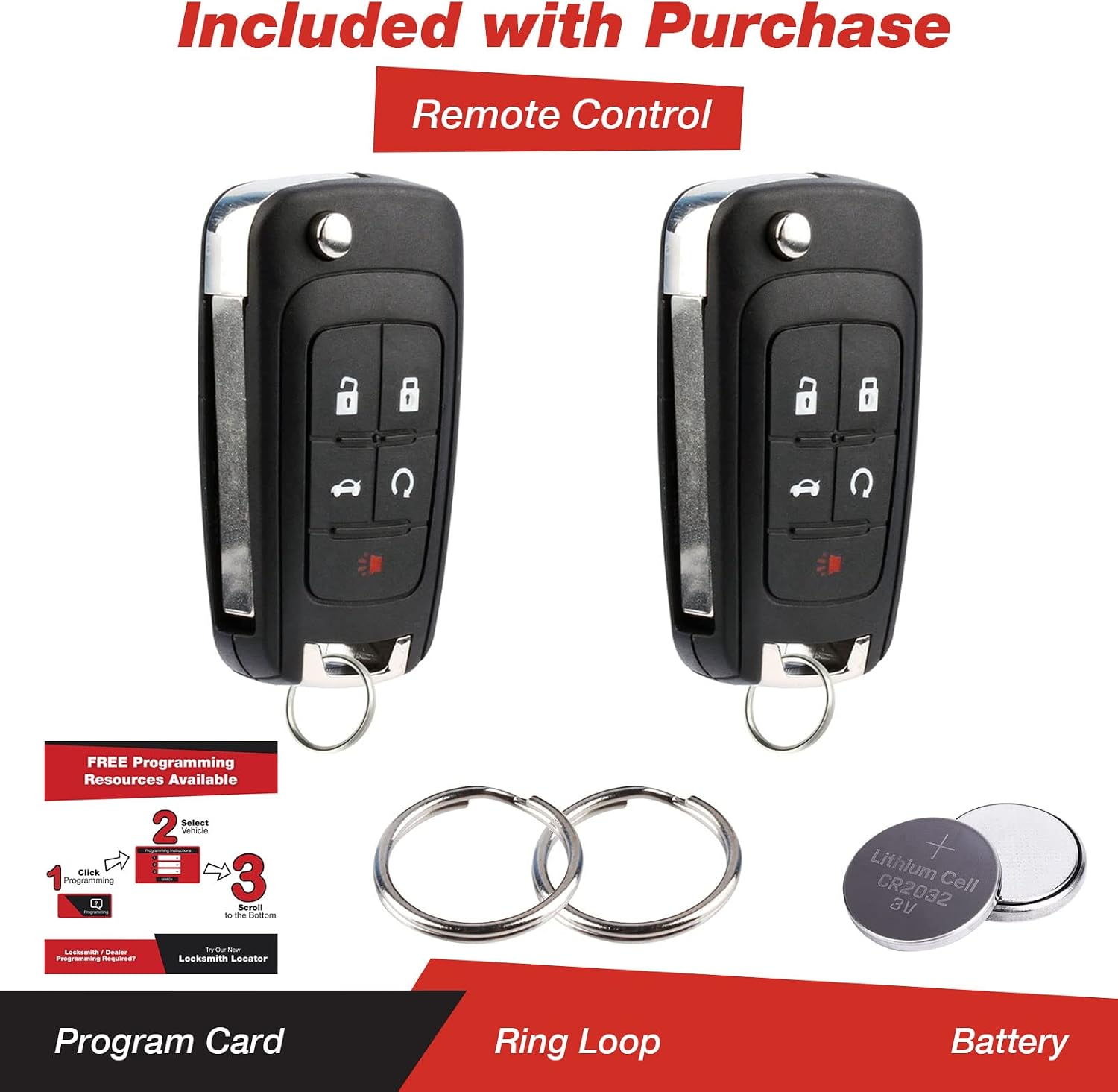 KeylessOption Keyless Entry Car Remote Uncut Flip Key Fob Replacement for OHT01060512 (Pack of 2)