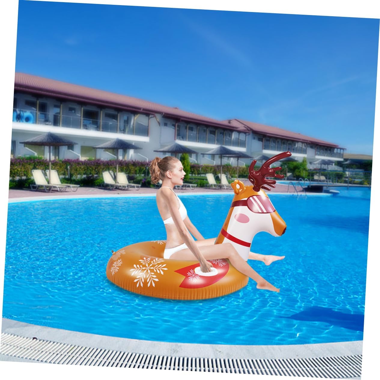 BESPORTBLE Inflatable Snow Tube Thickened Wear Resistant PVC Winter Sled Outdoor Snow Tubing with Adorable Deer Design Lightweight Durable for All Ages